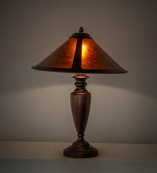 Meyda Lighting Sutter 23" Mahogany Bronze Table Lamp With Amber Mica Shade Glass