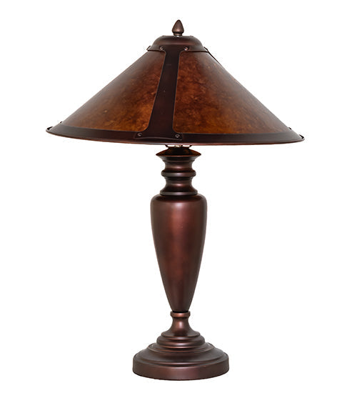 Meyda Lighting Sutter 23" Mahogany Bronze Table Lamp With Amber Mica Shade Glass