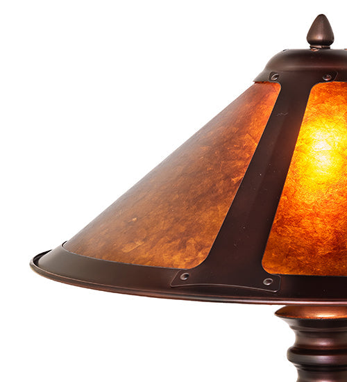 Meyda Lighting Sutter 23" Mahogany Bronze Table Lamp With Amber Mica Shade Glass