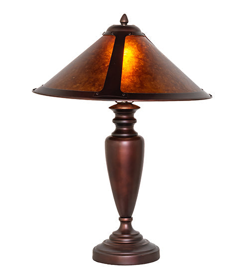 Meyda Lighting Sutter 23" Mahogany Bronze Table Lamp With Amber Mica Shade Glass