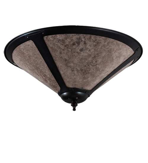 Meyda Lighting Sutter 238451 17" 3-Light Mahogany Bronze Flush Mount Light With Silver Mica Shade Glass