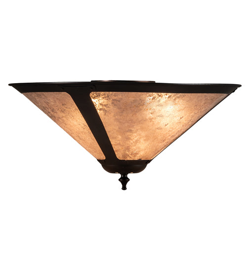 Meyda Lighting Sutter 238451 17" 3-Light Mahogany Bronze Flush Mount Light With Silver Mica Shade Glass