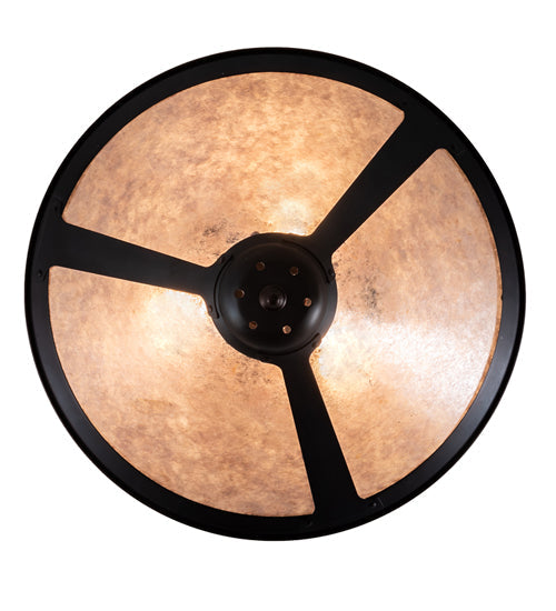 Meyda Lighting Sutter 238451 17" 3-Light Mahogany Bronze Flush Mount Light With Silver Mica Shade Glass