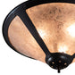 Meyda Lighting Sutter 238451 17" 3-Light Mahogany Bronze Flush Mount Light With Silver Mica Shade Glass