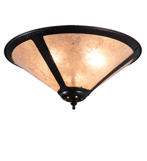 Meyda Lighting Sutter 238451 17" 3-Light Mahogany Bronze Flush Mount Light With Silver Mica Shade Glass