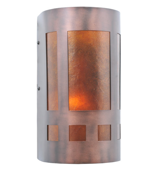 Meyda Lighting Sutter 23956 5" Mahogany Bronze Wall Sconce With Amber Mica Shade Glass