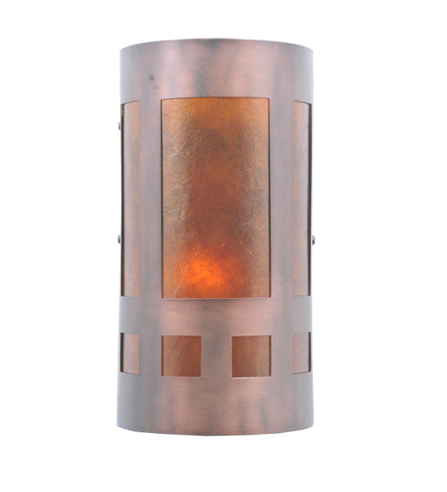 Meyda Lighting Sutter 23956 5" Mahogany Bronze Wall Sconce With Amber Mica Shade Glass