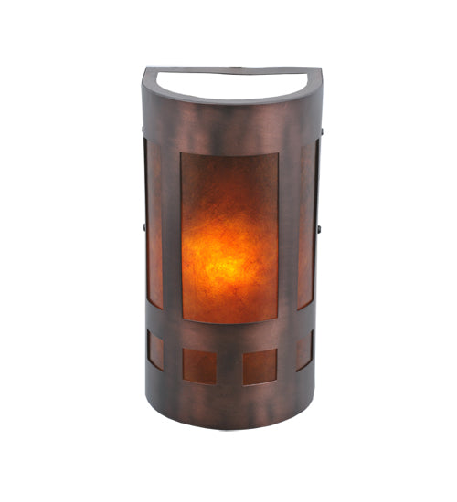 Meyda Lighting Sutter 23956 5" Mahogany Bronze Wall Sconce With Amber Mica Shade Glass