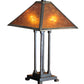 Meyda Lighting Sutter 24" 2-Light Mahogany Bronze Table Lamp With Amber Mica Shade Glass