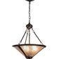 Meyda Lighting Sutter 240708 17" 3-Light Mahogany Bronze Inverted Pendant Light With Silver Mica Shade Glass