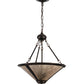 Meyda Lighting Sutter 240708 17" 3-Light Mahogany Bronze Inverted Pendant Light With Silver Mica Shade Glass