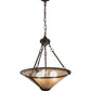 Meyda Lighting Sutter 240708 17" 3-Light Mahogany Bronze Inverted Pendant Light With Silver Mica Shade Glass