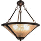 Meyda Lighting Sutter 240708 17" 3-Light Mahogany Bronze Inverted Pendant Light With Silver Mica Shade Glass