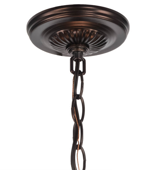 Meyda Lighting Sutter 240708 17" 3-Light Mahogany Bronze Inverted Pendant Light With Silver Mica Shade Glass