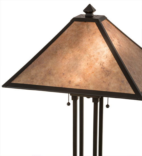 Meyda Lighting Sutter 28" 2-Light Timeless Bronze Table Lamp With Silver Mica Shade Glass