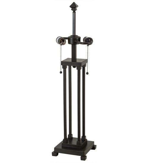 Meyda Lighting Sutter 28" 2-Light Timeless Bronze Table Lamp With Silver Mica Shade Glass