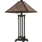 Meyda Lighting Sutter 28" 2-Light Timeless Bronze Table Lamps With Silver Mica Shade Glass