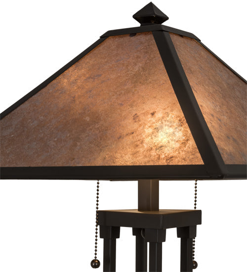 Meyda Lighting Sutter 28" 2-Light Timeless Bronze Table Lamps With Silver Mica Shade Glass