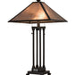 Meyda Lighting Sutter 28" 2-Light Timeless Bronze Table Lamps With Silver Mica Shade Glass