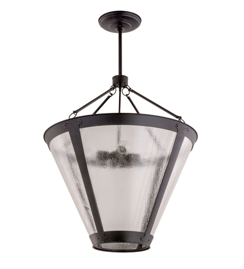 Meyda Lighting Sutter 29" 4-Light Black Inverted Pendant Light With Clear Seeded Shade Glass