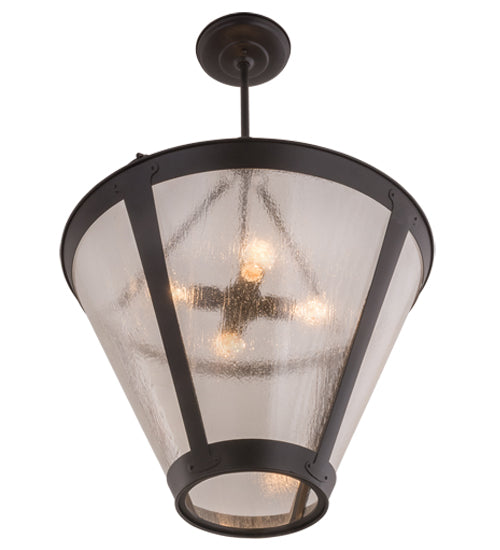 Meyda Lighting Sutter 29" 4-Light Black Inverted Pendant Light With Clear Seeded Shade Glass