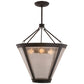 Meyda Lighting Sutter 29" 4-Light Black Inverted Pendant Light With Clear Seeded Shade Glass