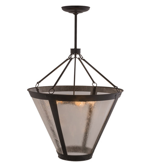 Meyda Lighting Sutter 29" 4-Light Black Inverted Pendant Light With Clear Seeded Shade Glass