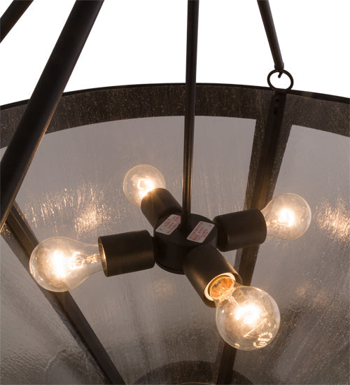 Meyda Lighting Sutter 29" 4-Light Black Inverted Pendant Light With Clear Seeded Shade Glass