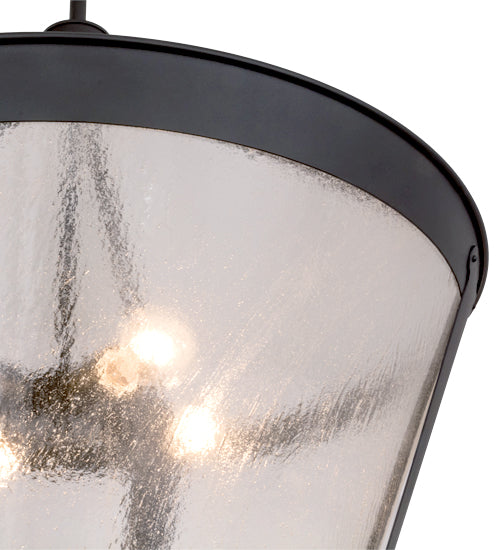 Meyda Lighting Sutter 29" 4-Light Black Inverted Pendant Light With Clear Seeded Shade Glass