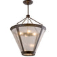 Meyda Lighting Sutter 29" 4-Light Black Inverted Pendant Light With Clear Seeded Shade Glass