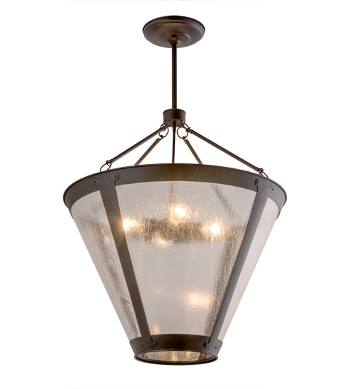Meyda Lighting Sutter 29" 4-Light Black Inverted Pendant Light With Clear Seeded Shade Glass