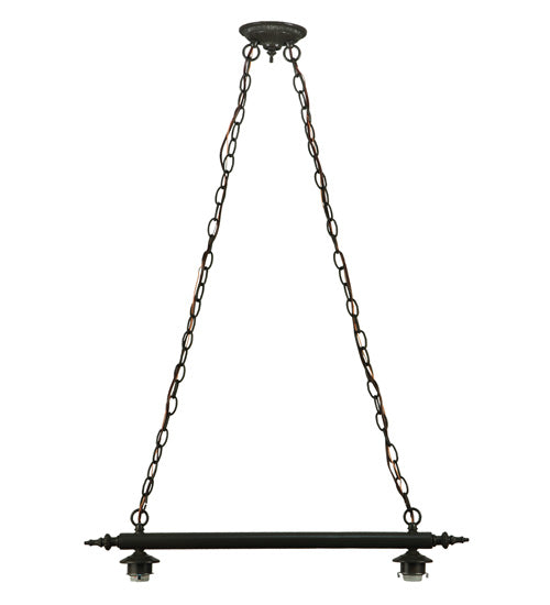 Meyda Lighting Sutter 35" 2-Light Timeless Bronze Island Pendant Light With Amber Mica Shade Glass