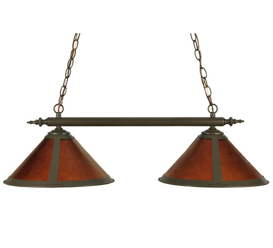 Meyda Lighting Sutter 35" 2-Light Timeless Bronze Island Pendant Light With Amber Mica Shade Glass