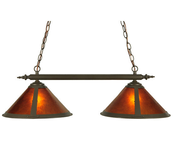 Meyda Lighting Sutter 35" 2-Light Timeless Bronze Island Pendant Light With Amber Mica Shade Glass