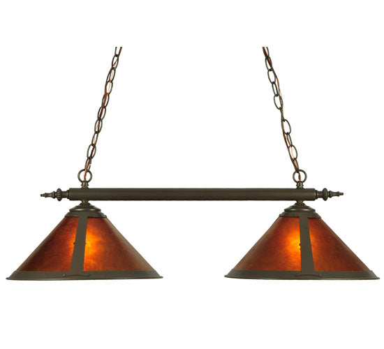 Meyda Lighting Sutter 35" 2-Light Timeless Bronze Island Pendant Light With Amber Mica Shade Glass