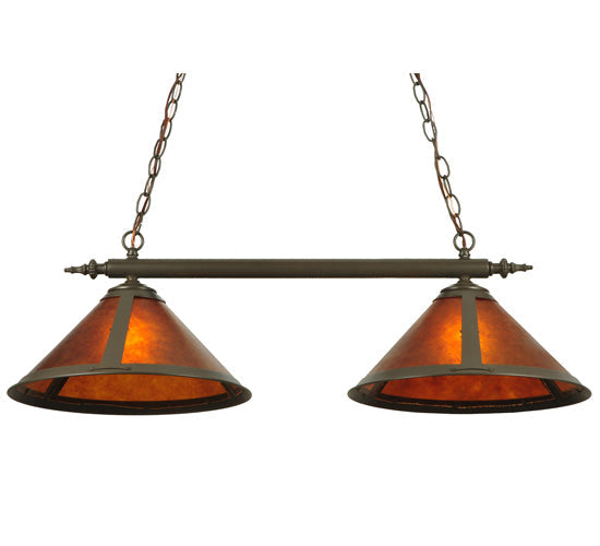 Meyda Lighting Sutter 35" 2-Light Timeless Bronze Island Pendant Light With Amber Mica Shade Glass