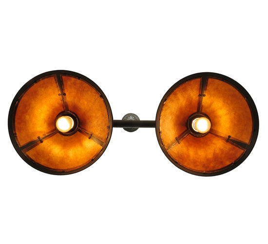 Meyda Lighting Sutter 35" 2-Light Timeless Bronze Island Pendant Light With Amber Mica Shade Glass