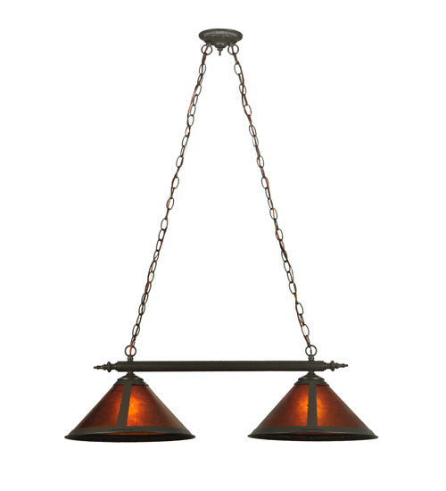 Meyda Lighting Sutter 35" 2-Light Timeless Bronze Island Pendant Light With Amber Mica Shade Glass