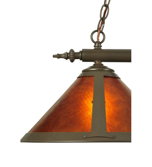 Meyda Lighting Sutter 35" 2-Light Timeless Bronze Island Pendant Light With Amber Mica Shade Glass