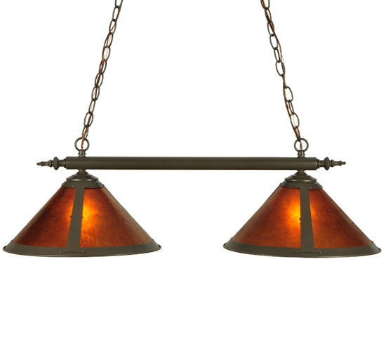 Meyda Lighting Sutter 35" 2-Light Timeless Bronze Island Pendant Light With Amber Mica Shade Glass