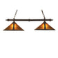Meyda Lighting Sutter 38" 2-Light Mahogany Bronze Island Pendant Light With Amber Mica Shade Glass