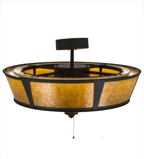 Meyda Lighting Sutter 42" LED Oil Rubbed Bronze Chandelier With Amber Mica Shade Glass and Fan