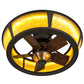 Meyda Lighting Sutter 42" LED Oil Rubbed Bronze Chandelier With Amber Mica Shade Glass and Fan