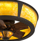 Meyda Lighting Sutter 42" LED Oil Rubbed Bronze Chandelier With Amber Mica Shade Glass and Fan