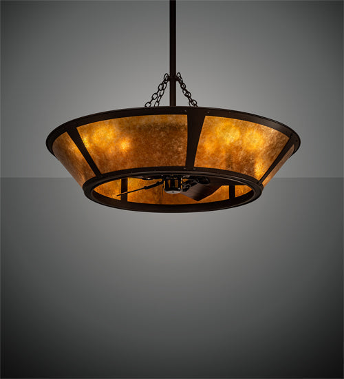 Meyda Lighting Sutter 48" 8-Light Cafe Noir Chandelier With Amber Mica Shade Glass and Fan