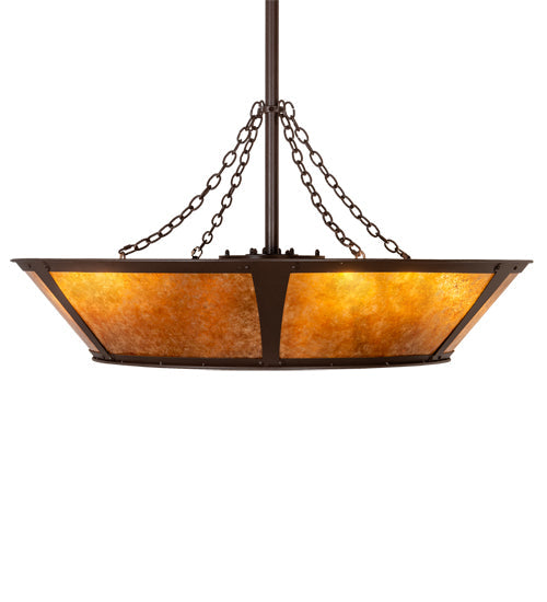Meyda Lighting Sutter 48" 8-Light Cafe Noir Chandelier With Amber Mica Shade Glass and Fan