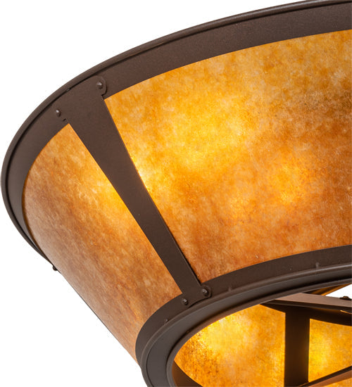 Meyda Lighting Sutter 48" 8-Light Cafe Noir Chandelier With Amber Mica Shade Glass and Fan