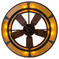 Meyda Lighting Sutter 48" 8-Light Cafe Noir Chandelier With Amber Mica Shade Glass and Wood Fan
