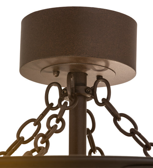 Meyda Lighting Sutter 48" 8-Light Cafe Noir Chandelier With Amber Mica Shade Glass and Wood Fan