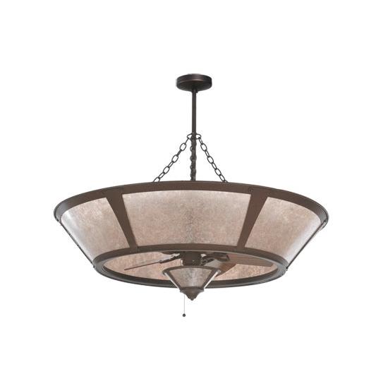 Meyda Lighting Sutter 49" 10-Light Cafe Noir Chandelier With Silver Mica Shade Glass and 29" Wood Fan
